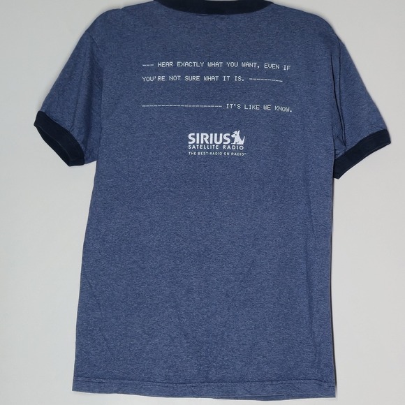 Vintage Sirius XM T Shirt Mens M Blue Ringer Satellite Radio Y2K Double-Sided - Picture 4 of 6